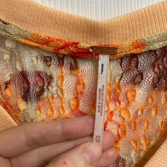 NWOT Free People Salona Floral Lace/Ruched Sheer Crop Top Size XS - Picture 3 of 5